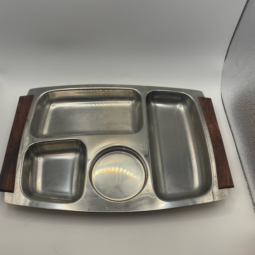 Mid Century Stainless Snack Tray